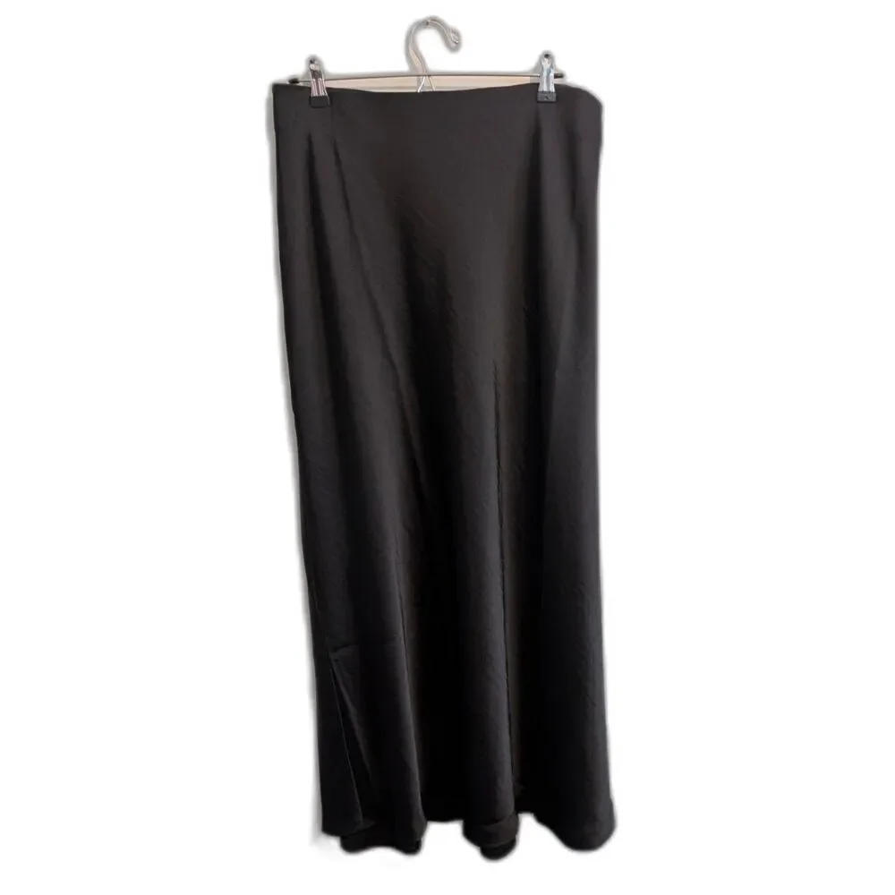 A New Day Women's Maxi Satin A-Line Skirt Black Size 3X